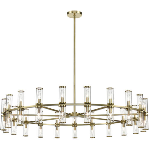 Revolve 42 Light 60.38 inch Clear Glass and Natural Brass Chandelier Ceiling Light