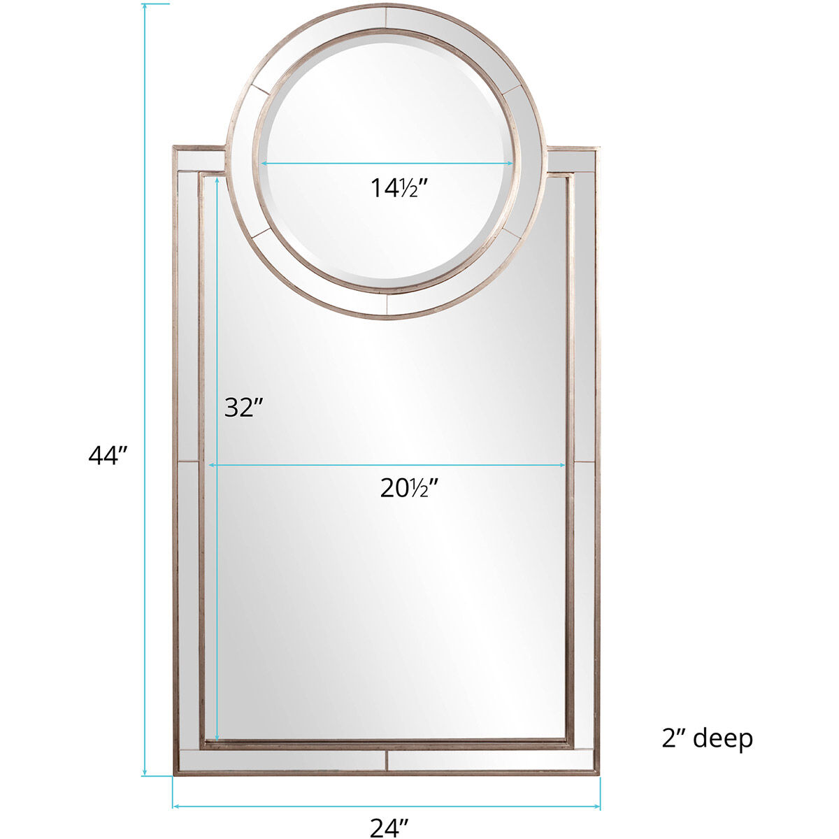 Cosmopolitan 44 X 24 inch Silver Leaf Wall Mirror