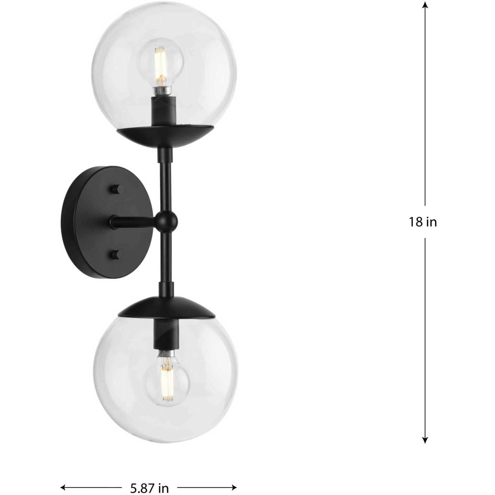 Atwell 2 Light 6.75 inch Matte Black Wall Sconce Wall Light