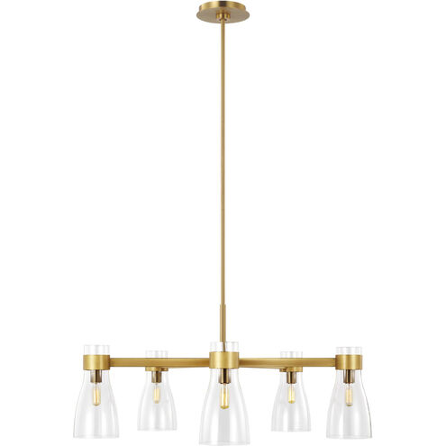 AERIN Moritz 5 Light 34 inch Burnished Brass Chandelier Ceiling Light