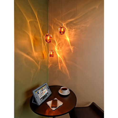 Aurora LED 4.5 inch Chrome Pendant Ceiling Light in Amber Glass