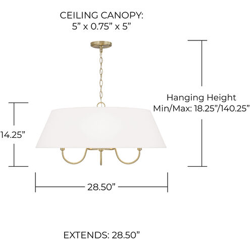 Julia 4 Light 28.5 inch Matte Brass Pendant Ceiling Light
