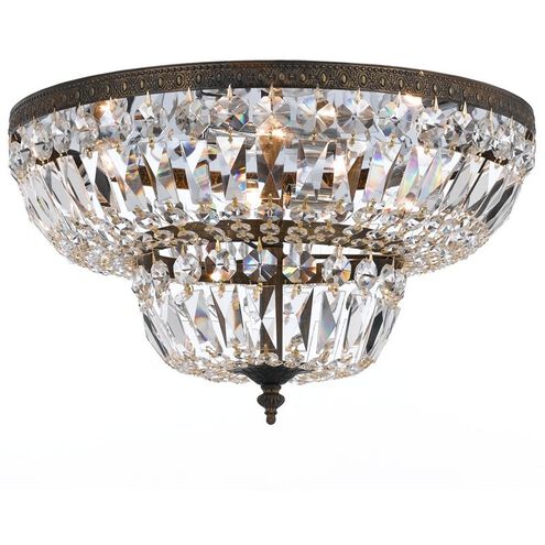 Westbury 6 Light 24 inch English Bronze Flush Ceiling Light in Clear Hand Cut