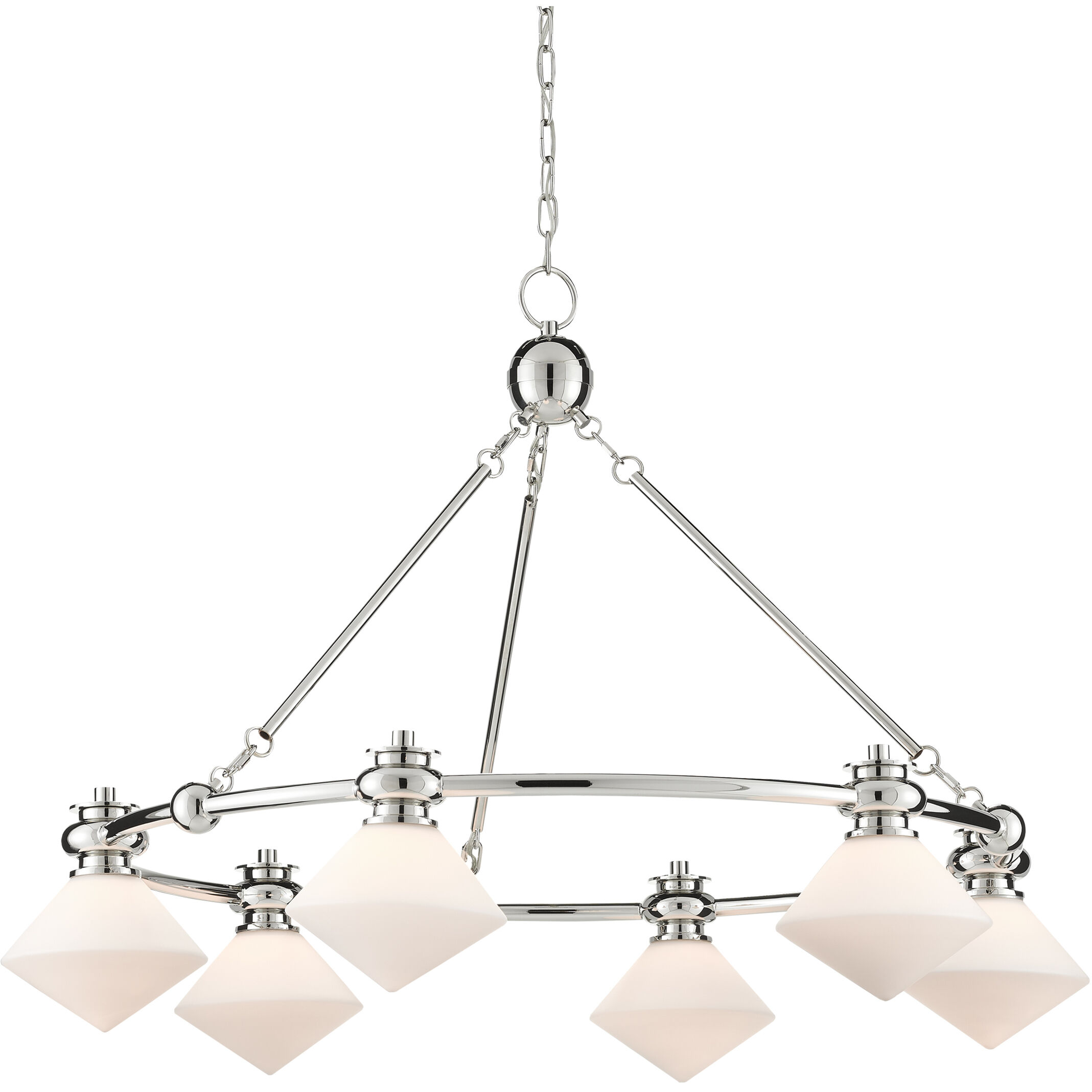 Rycroft 6 Light 39 inch Polished Nickel/White Chandelier Ceiling Light