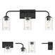 Logan 3 Light 24.5 inch Matte Black Bath Bar Wall Light