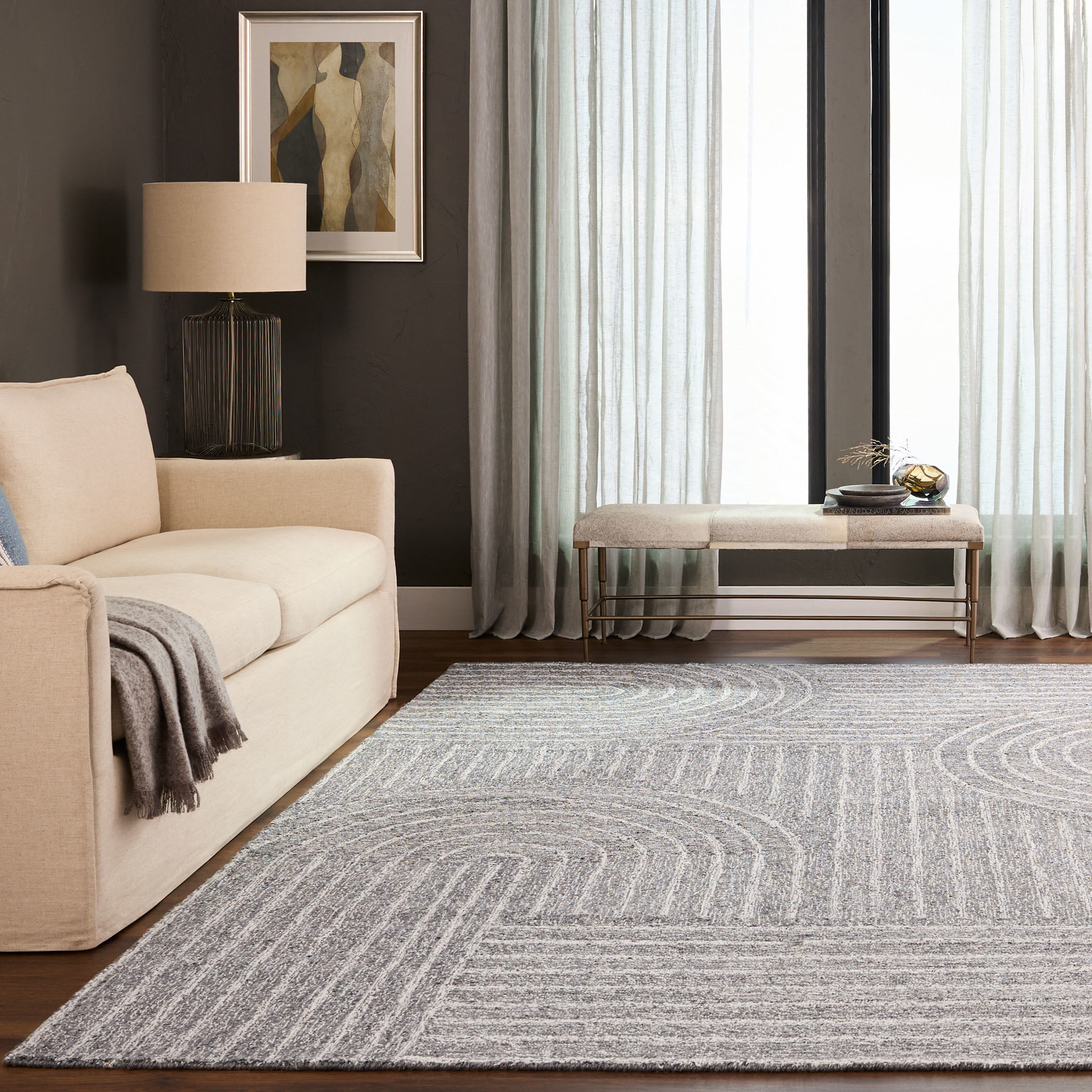 Kali 130 X 94 inch Grey/White Rug in 8 x 11