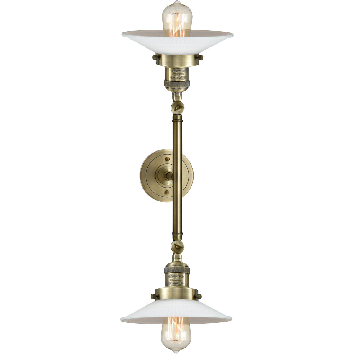 Franklin Restoration Halophane LED 18 inch Antique Brass Bath Vanity Light Wall Light in Matte White Halophane Glass, Franklin Restoration