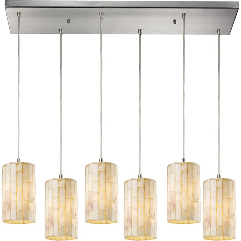 White Beach 6 Light 30 inch Satin Nickel Multi Pendant Ceiling Light, Configurable