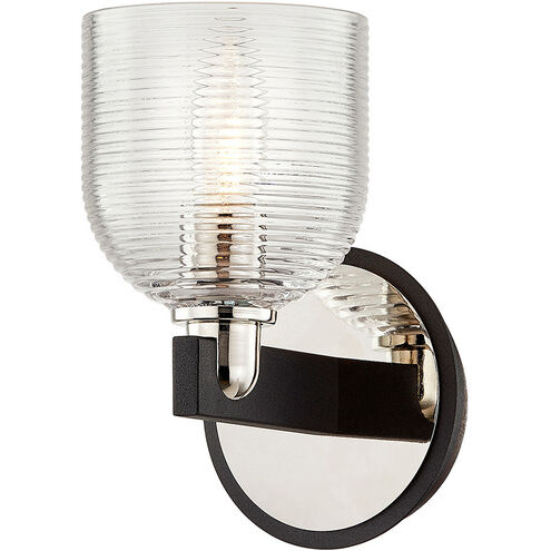 Munich 1 Light 5 inch Textured Black/Polished Nickel Bath and Vanity Wall Light