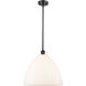 Ballston Dome LED 16 inch Oil Rubbed Bronze Pendant Ceiling Light in Matte White Glass