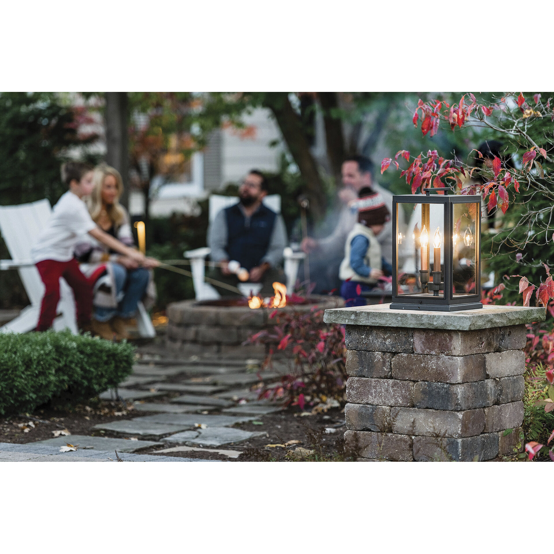 Sutcliffe 3 Light 18 inch Oil Rubbed Bronze with Antique Copper Outdoor Pier Mount Lantern in Non-LED