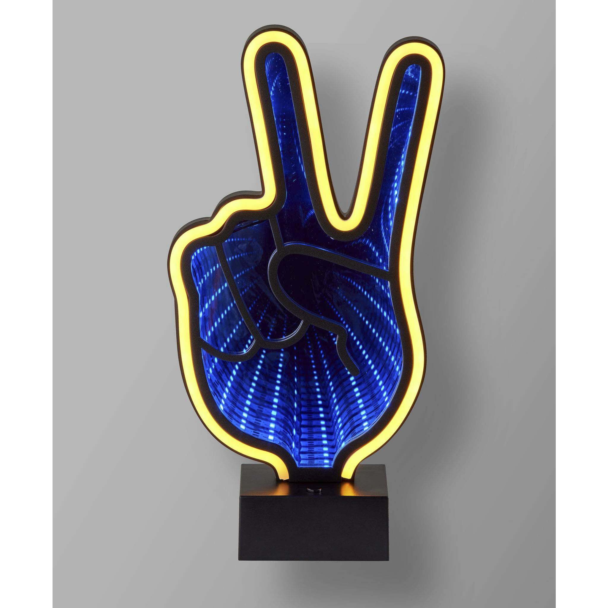 Infinity Neon 10 inch 1 watt Black Table/Wall Lamp Portable Light, Peace Sign, Simplee Adesso