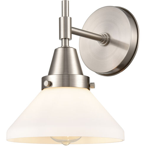Caden LED 8 inch Satin Nickel Sconce Wall Light in White Glass