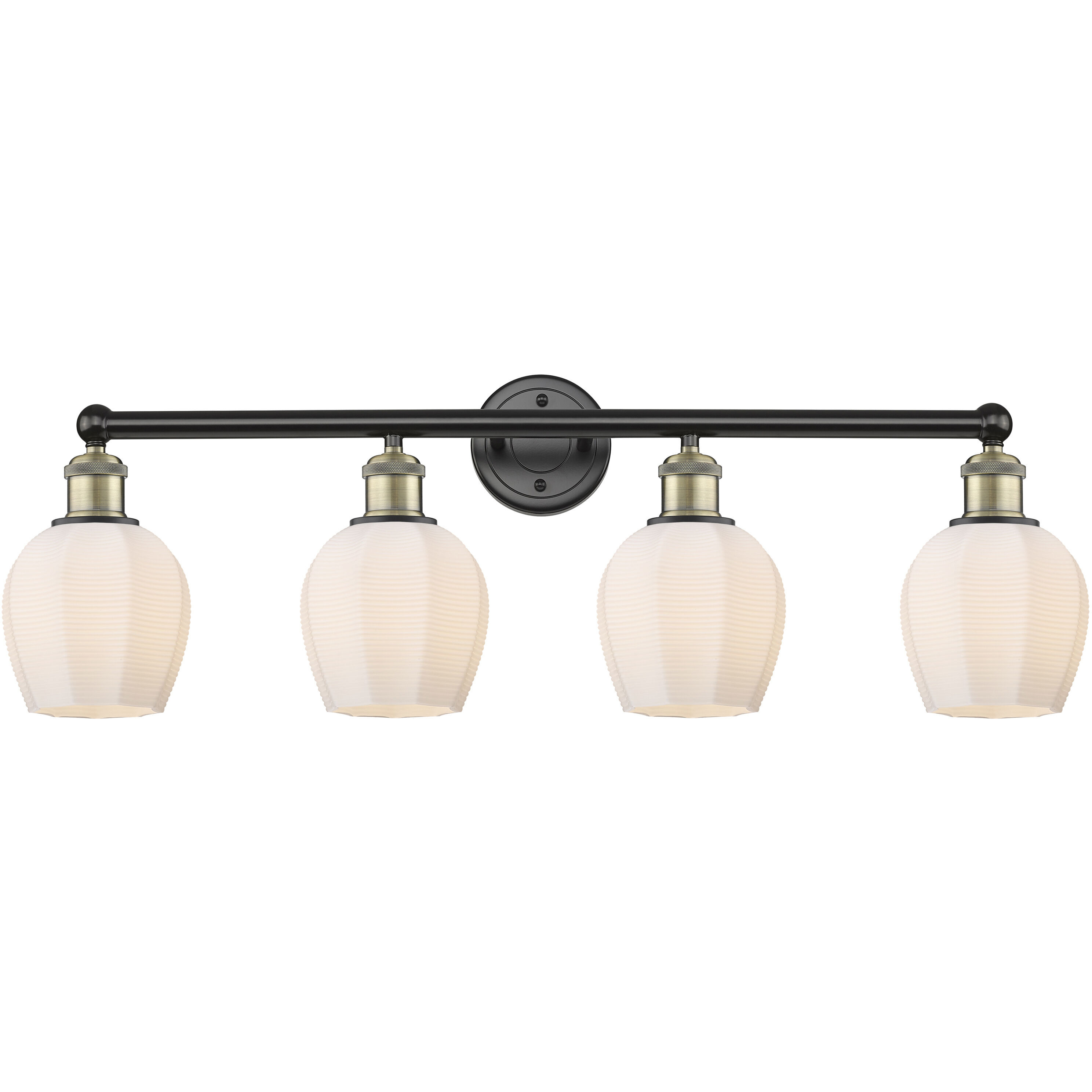 Norfolk 4 Light 32.75 inch Black Antique Brass Bath Vanity Light Wall Light in Matte White