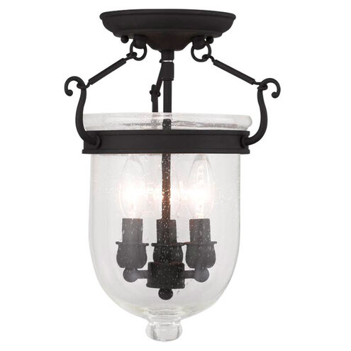 Jefferson 3 Light 10 inch Black Semi-Flush Mount Ceiling Light