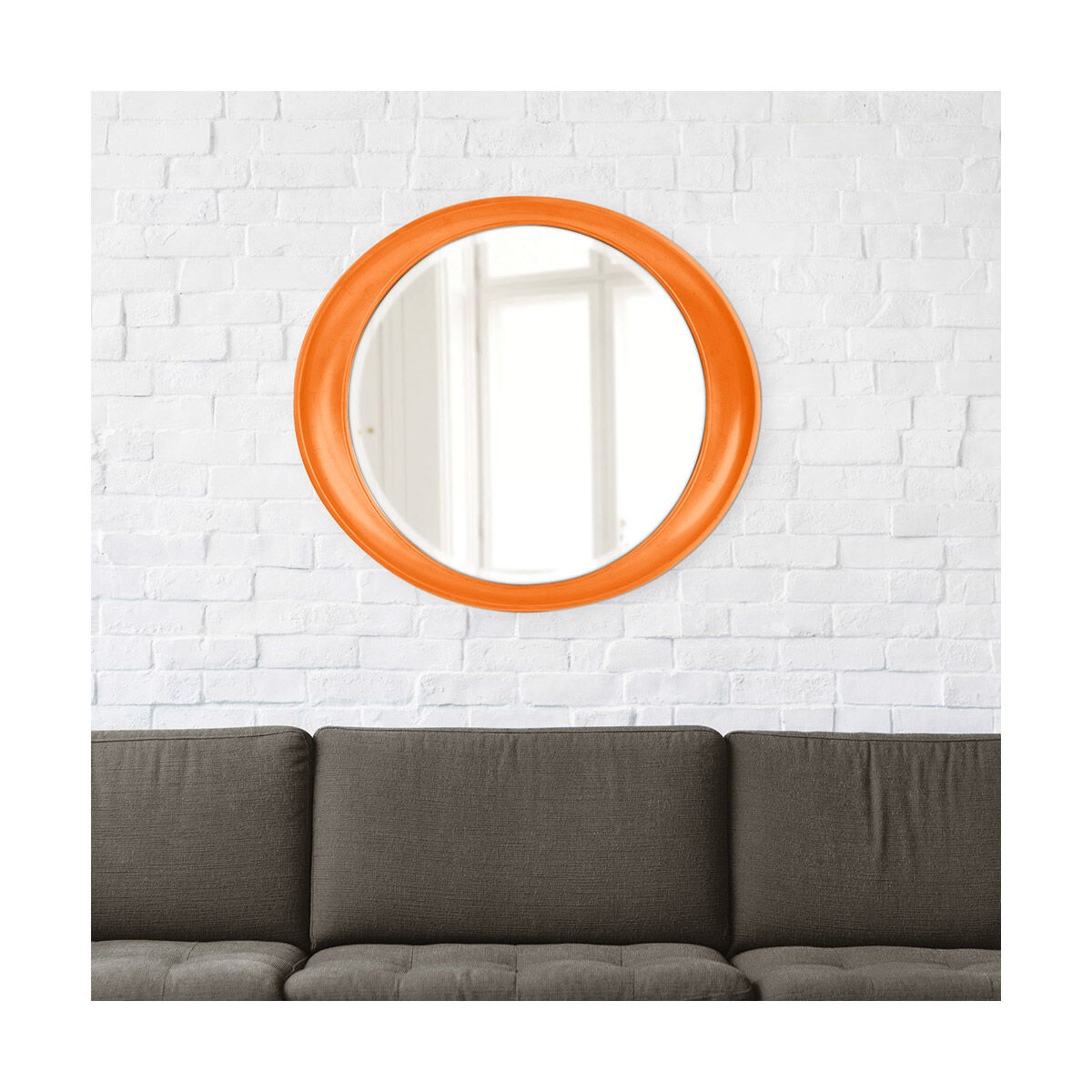 Ellipse 39 X 35 inch Glossy Orange Wall Mirror