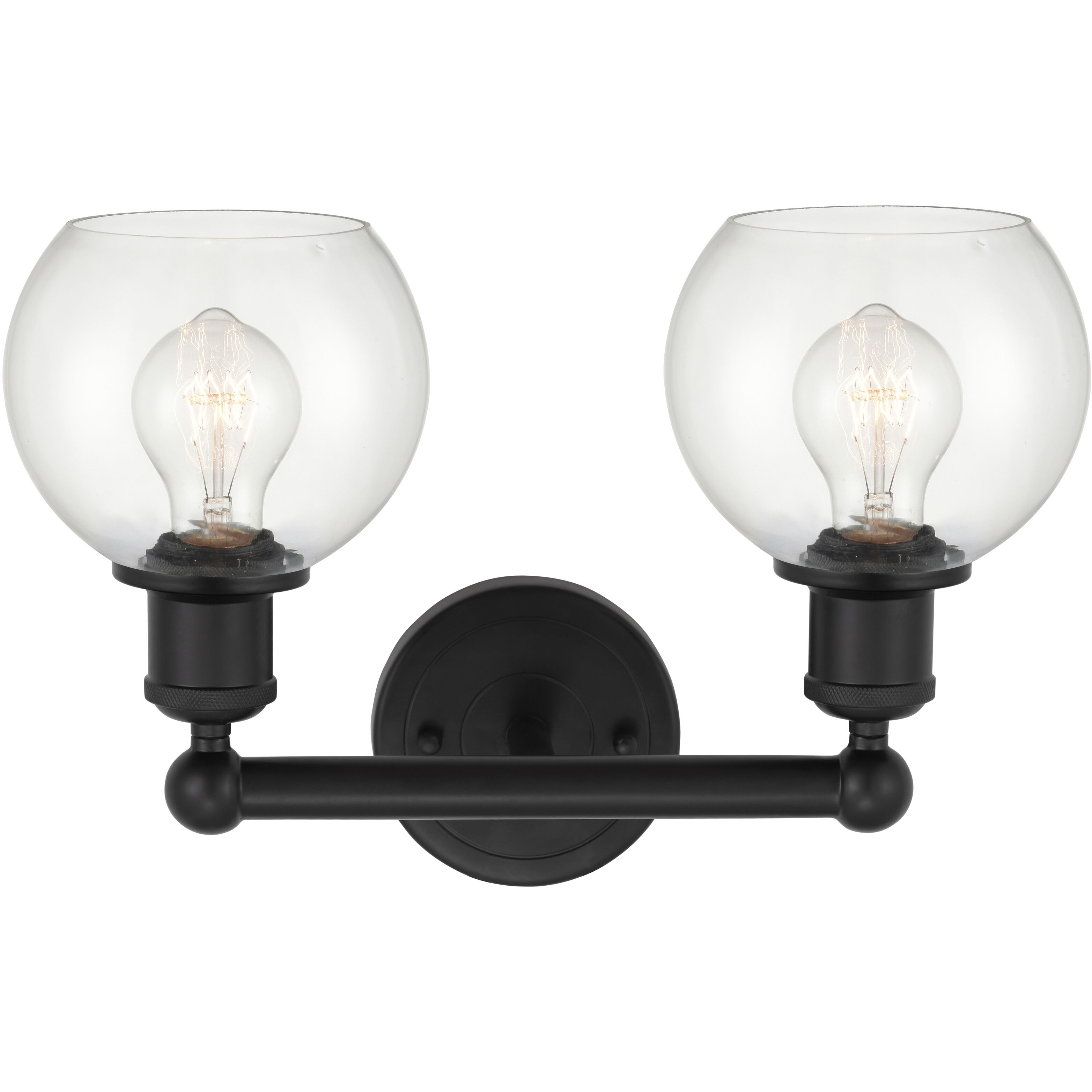 Edison Athens 2 Light 15 inch Matte Black Bath Vanity Light Wall Light in Clear Glass