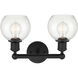 Edison Athens 2 Light 15 inch Matte Black Bath Vanity Light Wall Light in Clear Glass