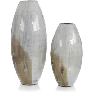 Enameled 18 X 9.5 inch Vases, Set of 2