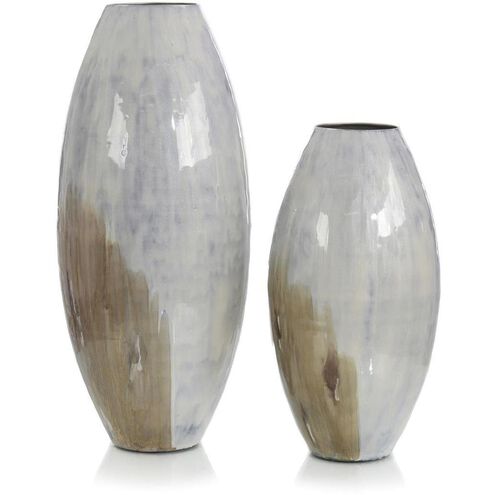 Enameled 18 X 9.5 inch Vases, Set of 2