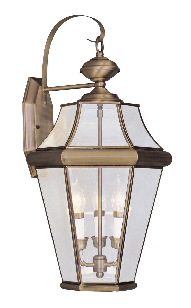 Georgetown 3 Light 24 inch Antique Brass Outdoor Wall Lantern
