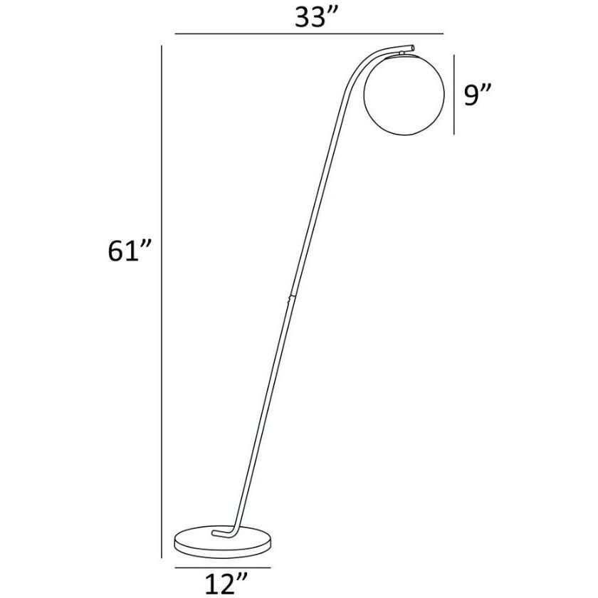 Roden 61 inch 25.00 watt Black Floor Lamp Portable Light in Brushed Nickel / Smoke
