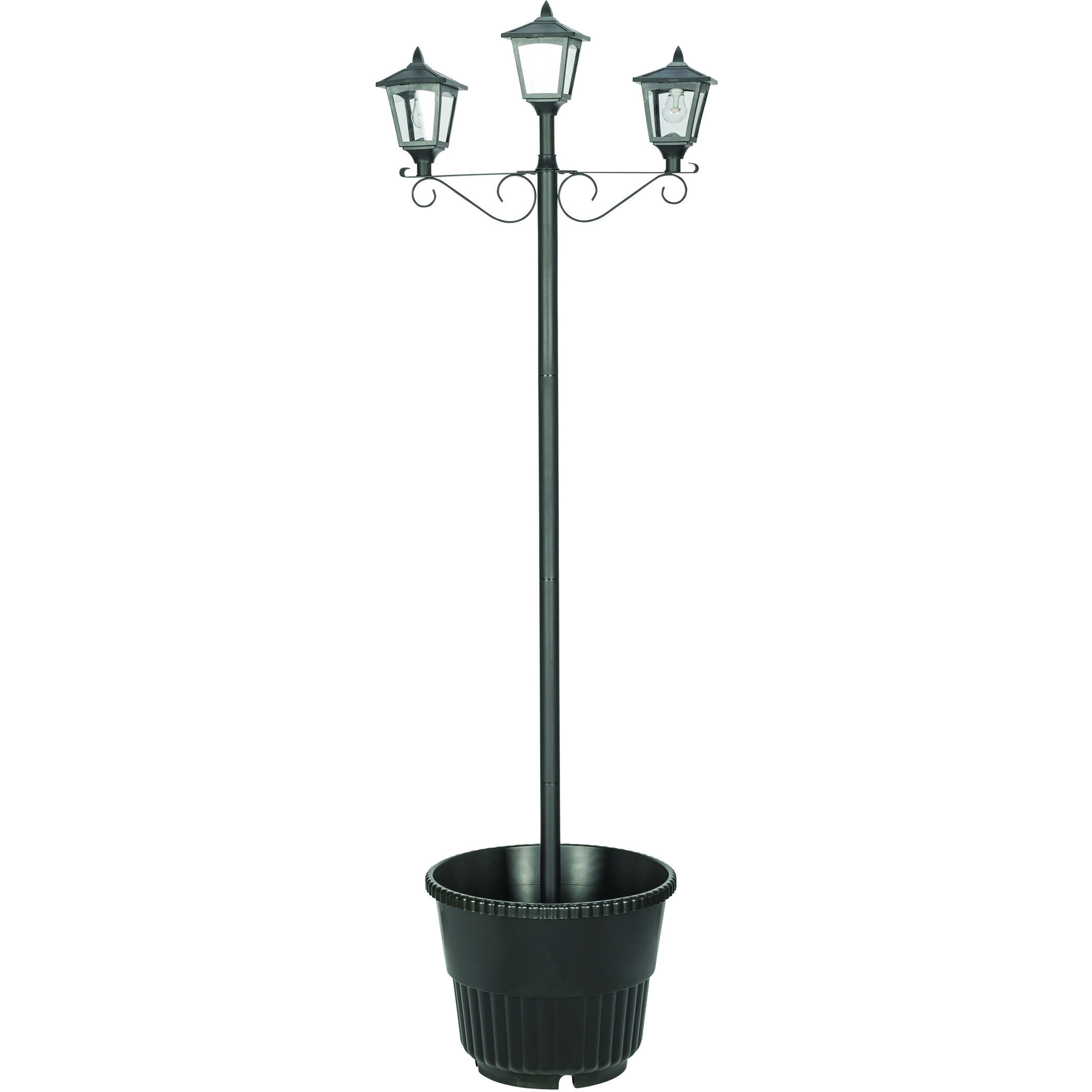Triple Head 3 Light 78.5 inch Black Post Light, Solar