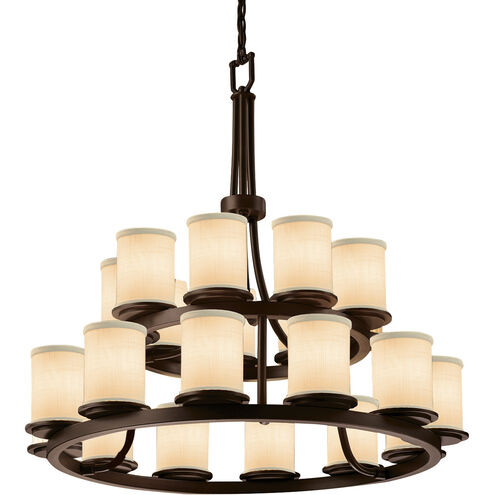 Textile 21 Light 33 inch Dark Bronze Chandelier Ceiling Light in Cream, Incandescent