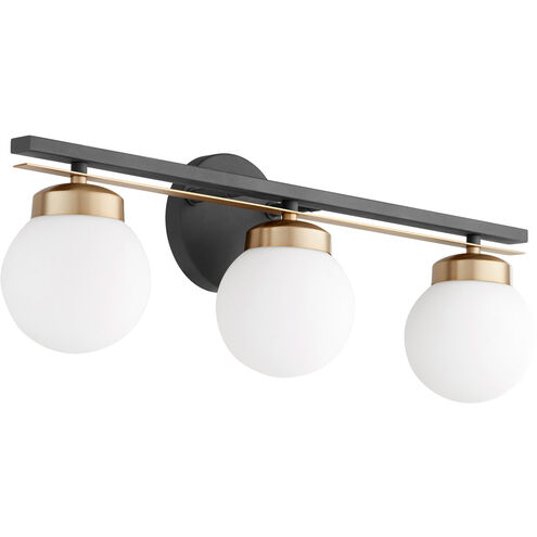 Nimbus 3 Light 24 inch Noir with Aged Brass Vanity Light Wall Light