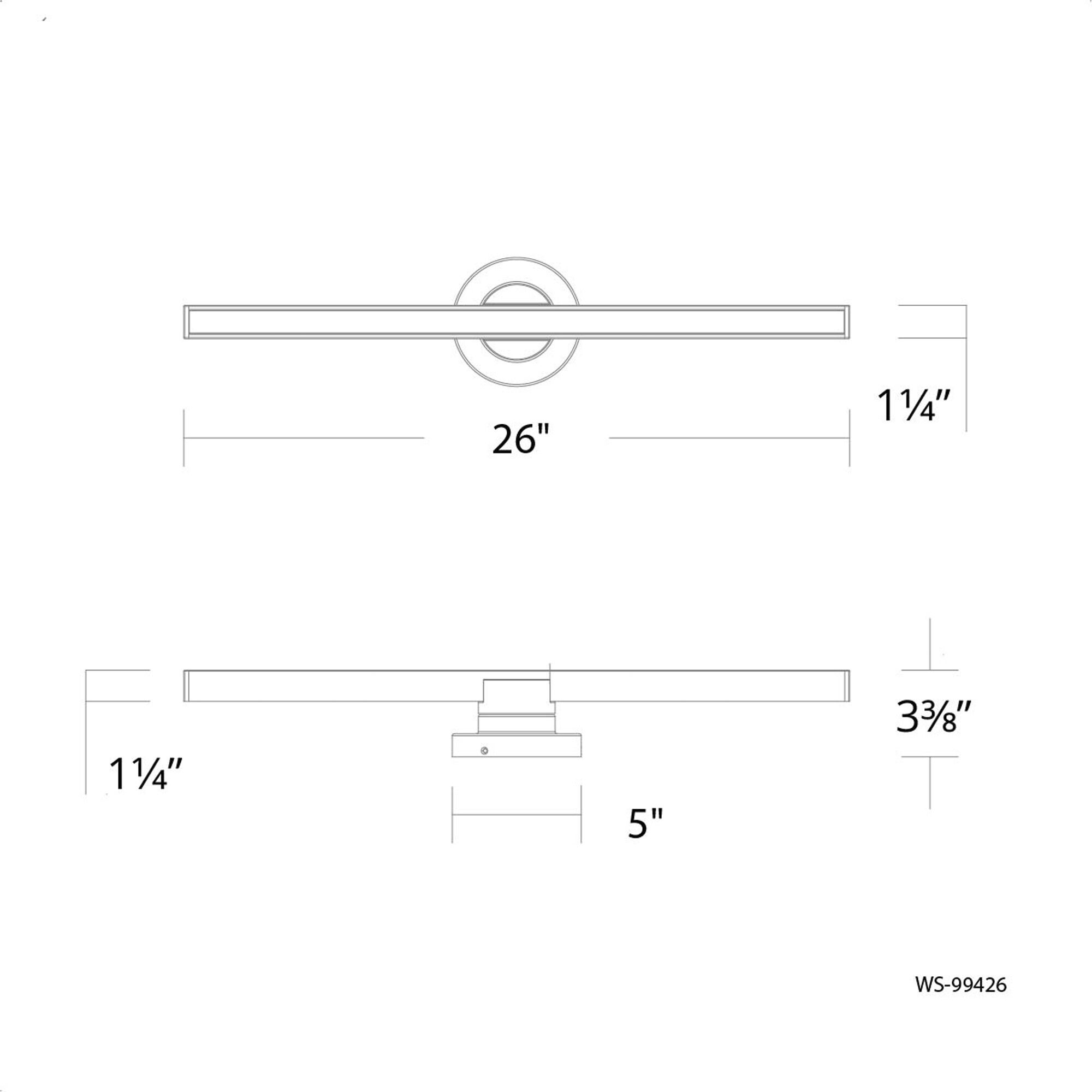 Bastone LED 26 inch Black Bath Vanity & Wall Light in 4000K, dweLED