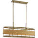 Arcadia 4 Light 36 inch Burnished Brass with Natural Rattan Linear Chandelier Ceiling Light