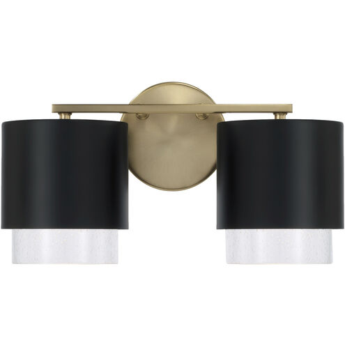 Weller 2 Light 15 inch Matte Brass and Black Vanity Light Wall Light