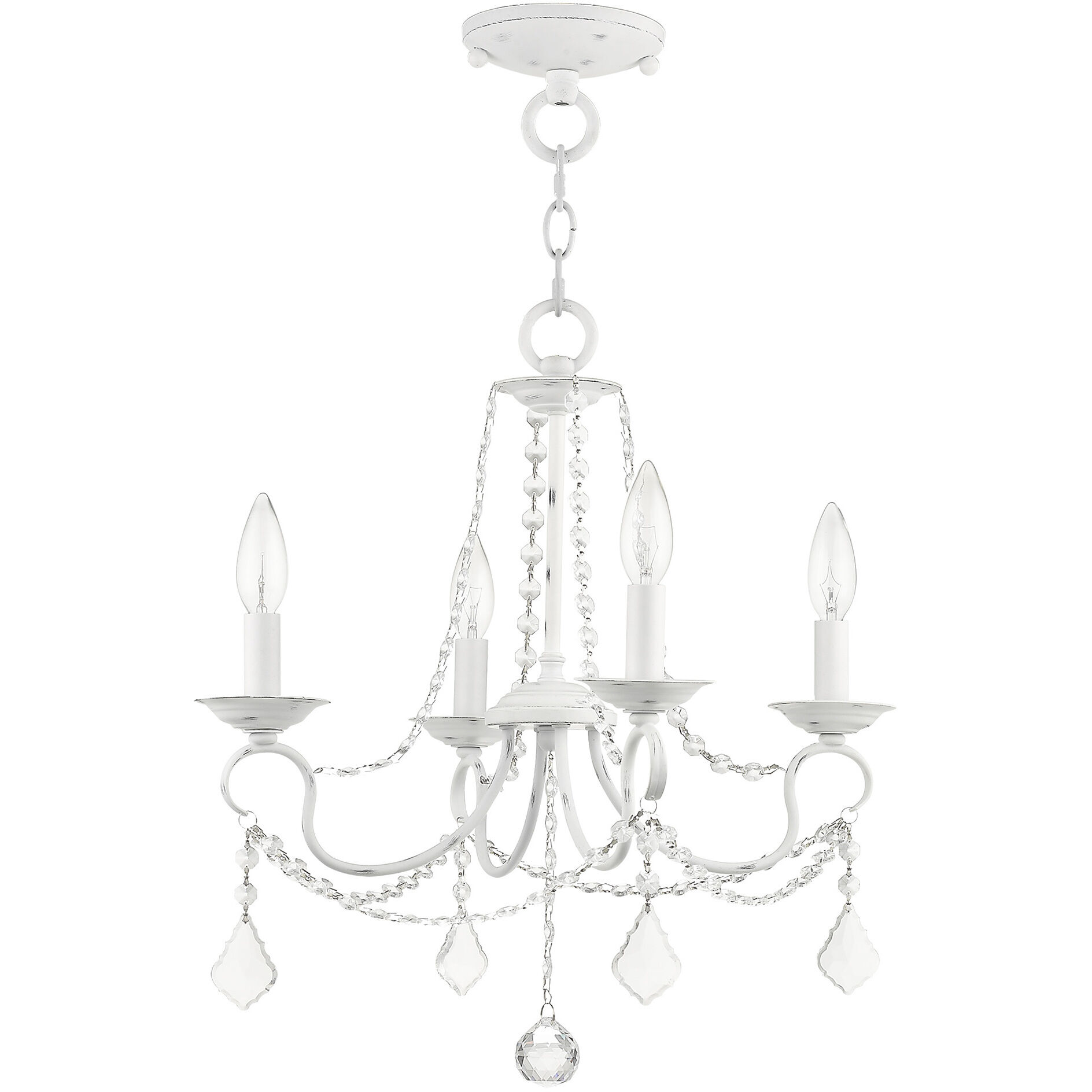 Pennington 4 Light 18 inch Antique White Convertible Mini Chandelier/Ceiling Mount Ceiling Light