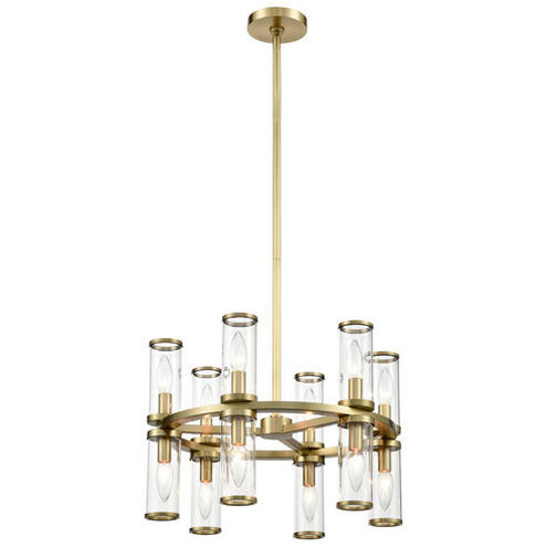 Revolve 12 Light 18.63 inch Clear Glass and Natural Brass Chandelier Ceiling Light