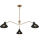 Vintage 3 Light 48 inch Matte Black with Natural Brass Pendant Ceiling Light