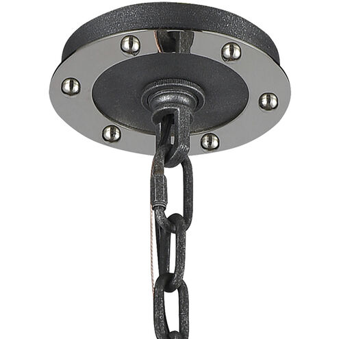 Riveted Plate 8 Light 28 inch Silverdust Iron with Polished Nickel Chandelier Ceiling Light