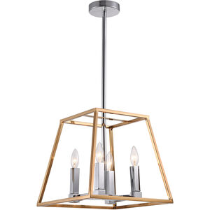 Canada 4 Light 14 inch Gold/Chrome Chandelier Ceiling Light