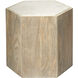 Argan 20 X 18 inch Natural Wood & White Marble Table, Hexagon