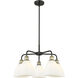 Bristol Glass 5 Light 25.5 inch Black Antique Brass Chandelier Ceiling Light in Matte White