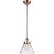 Ballston Large Cone 1 Light 8 inch Antique Copper Pendant Ceiling Light in Clear Glass