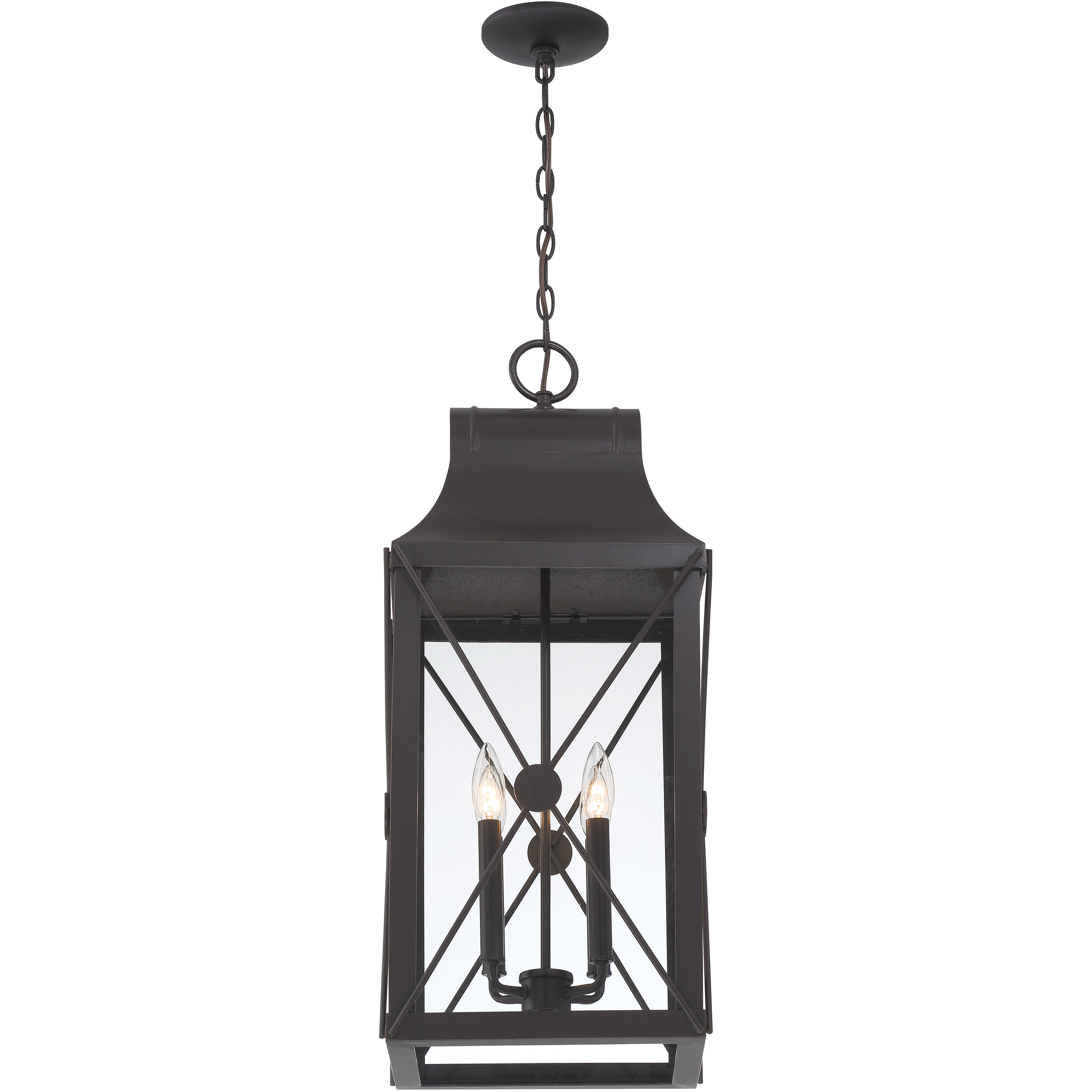 De Luz 4 Light 10.5 inch Oil Rubbed Bronze/Gold Outdoor Chain Hung, The Great Outdoors