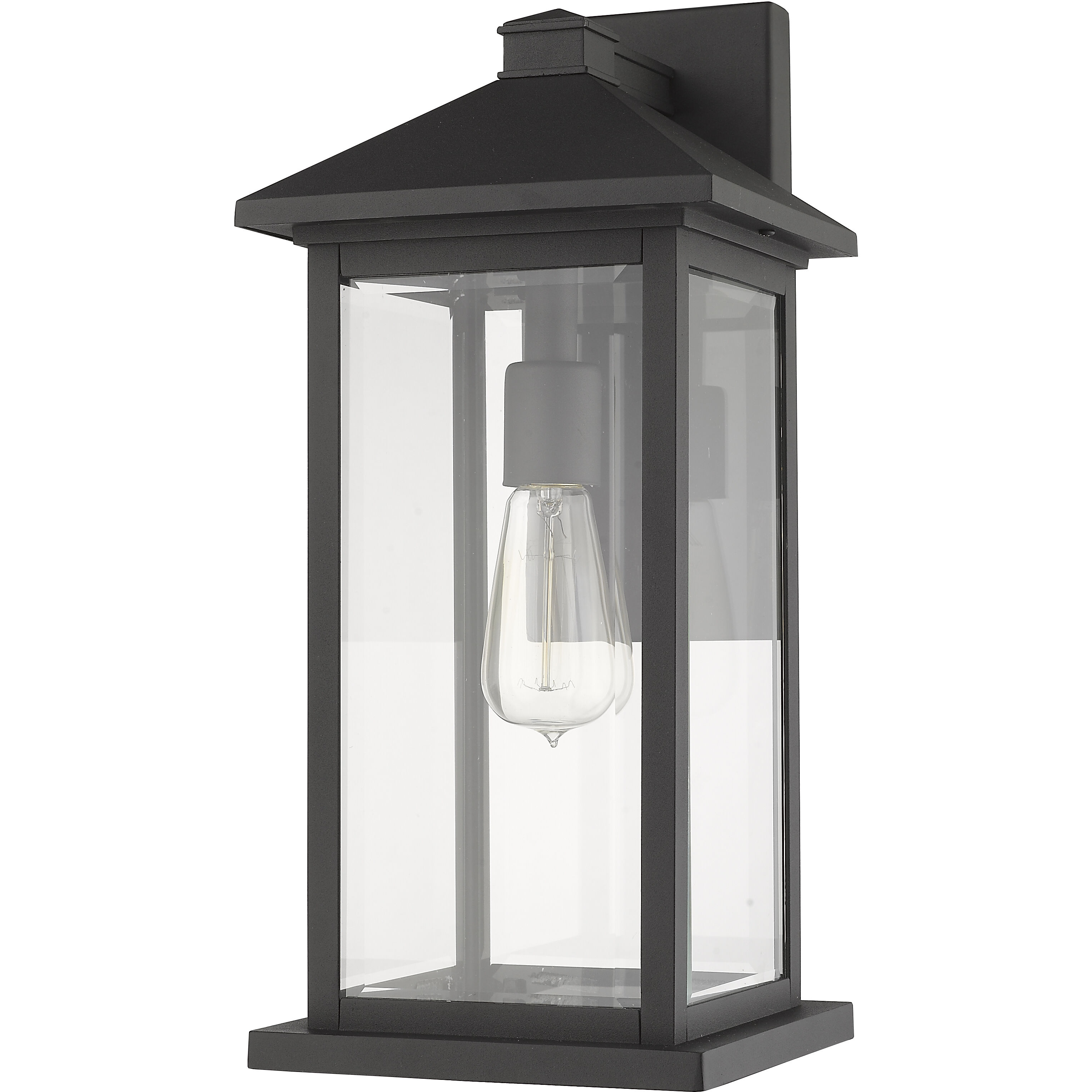 Portland 1 Light 18 inch Black Outdoor Wall Light in Clear Beveled Glass