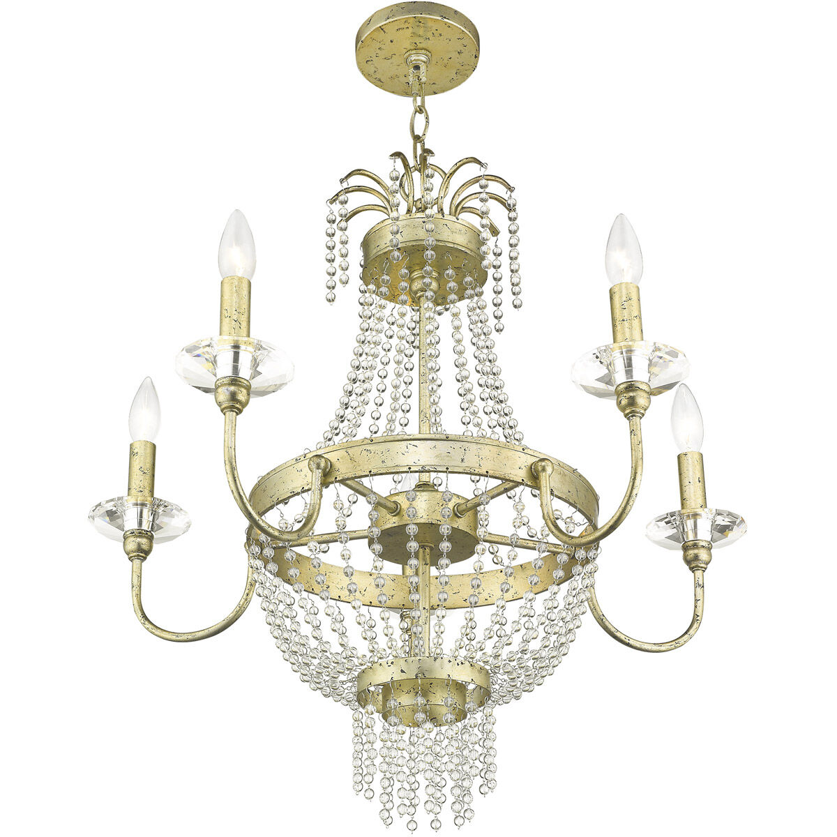 Valentina 5 Light 26 inch Hand Applied Winter Gold Chandelier Ceiling Light