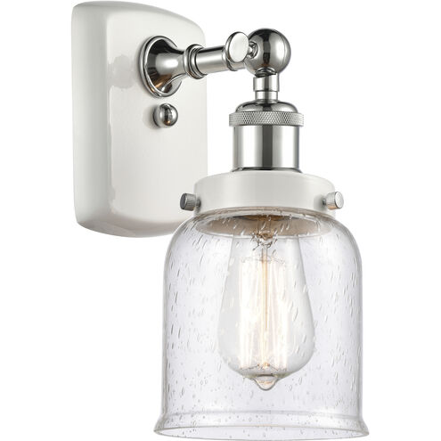 Ballston Small Bell 1 Light 5 inch White and Polished Chrome Sconce Wall Light in Seedy Glass