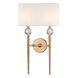 Rockland 2 Light 13 inch Aged Brass Wall Sconce Wall Light, Crystal Orbs