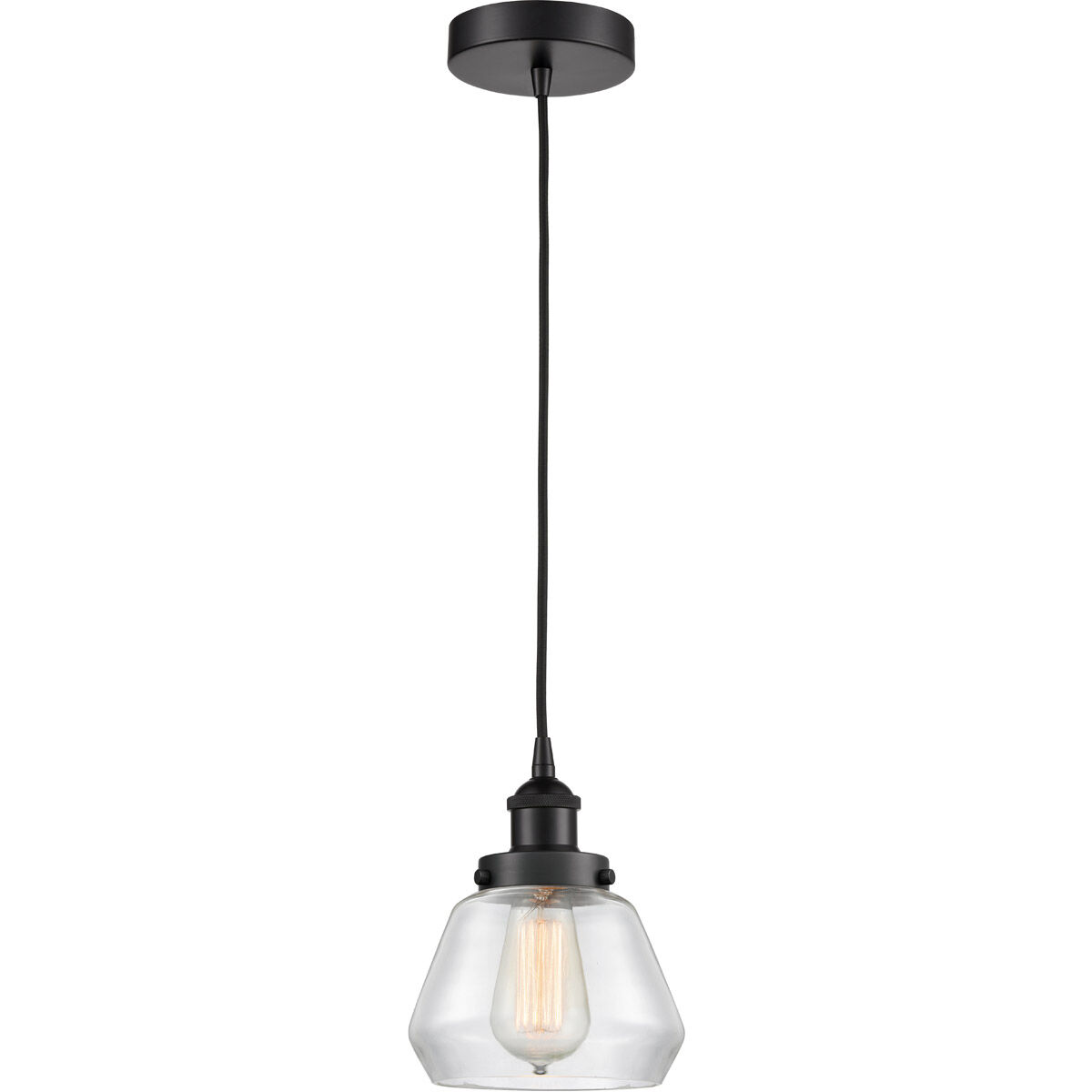 Edison Fulton 1 Light 7 inch Matte Black Mini Pendant Ceiling Light