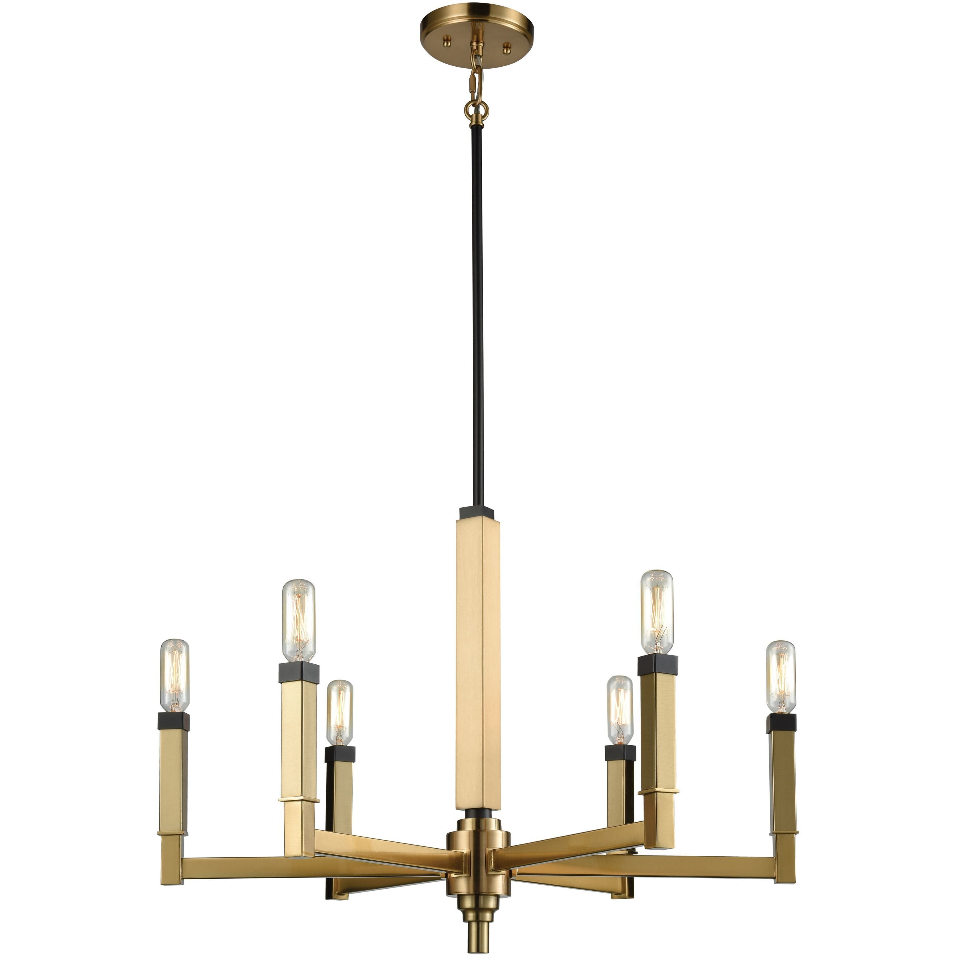 Mandeville 6 Light 23 inch Satin Brass with Oil Rubbed Bronze Chandelier Ceiling Light