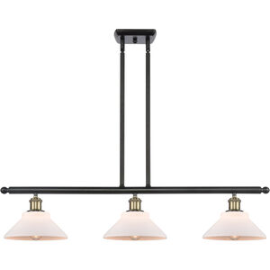 Ballston Orwell LED 36 inch Black Antique Brass Island Light Ceiling Light in Matte White Glass, Ballston