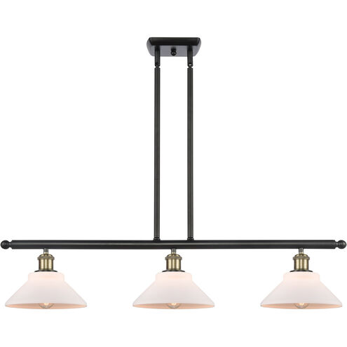 Ballston Orwell LED 36 inch Black Antique Brass Island Light Ceiling Light in Matte White Glass, Ballston