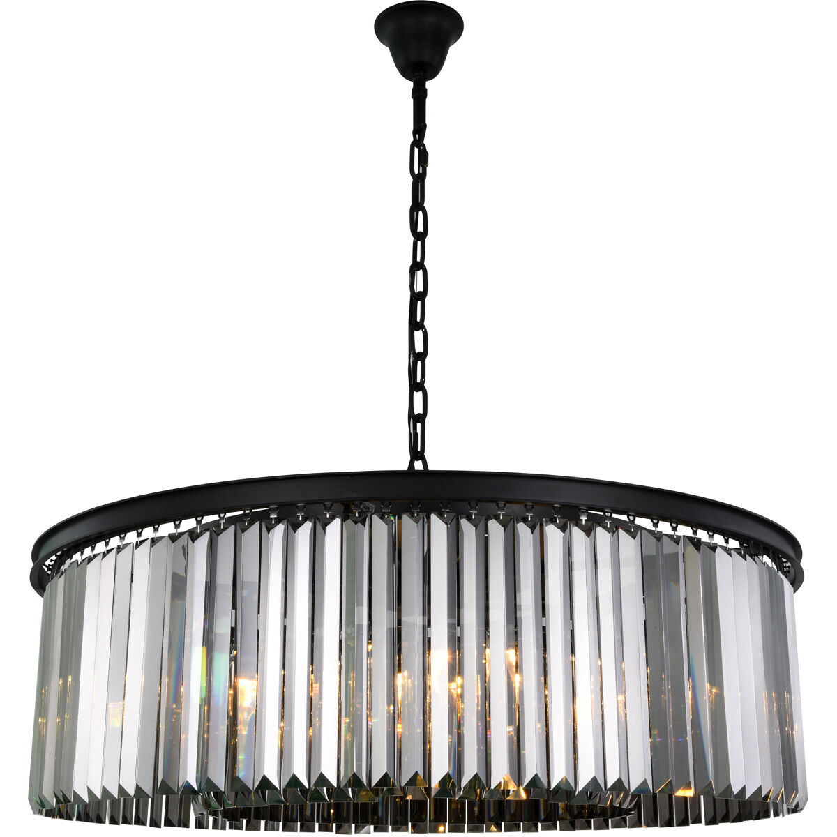 Sydney 10 Light 43.5 inch Matte Black Chandelier Ceiling Light in Silver Shade, Urban Classic